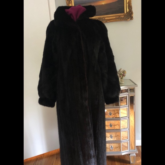 Reversible Mink Fur Coat Black/Black - Picture 1 of 8